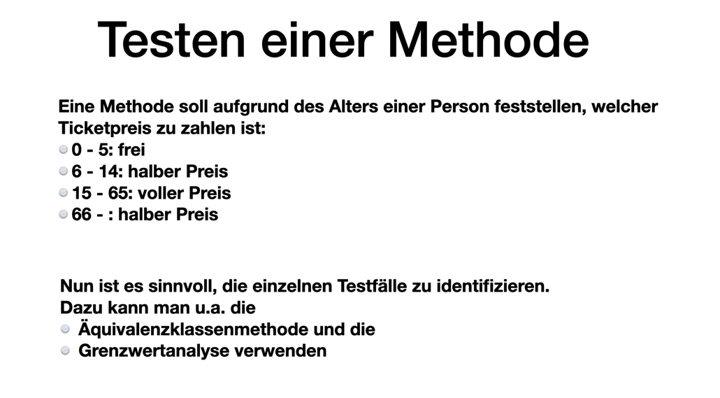 testen einer methode