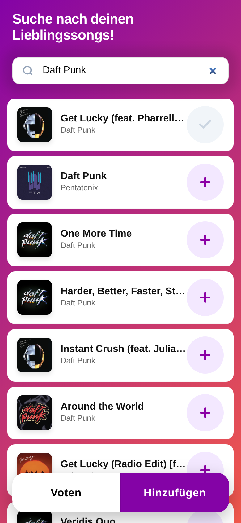 Screenshot Songs hinzufügen