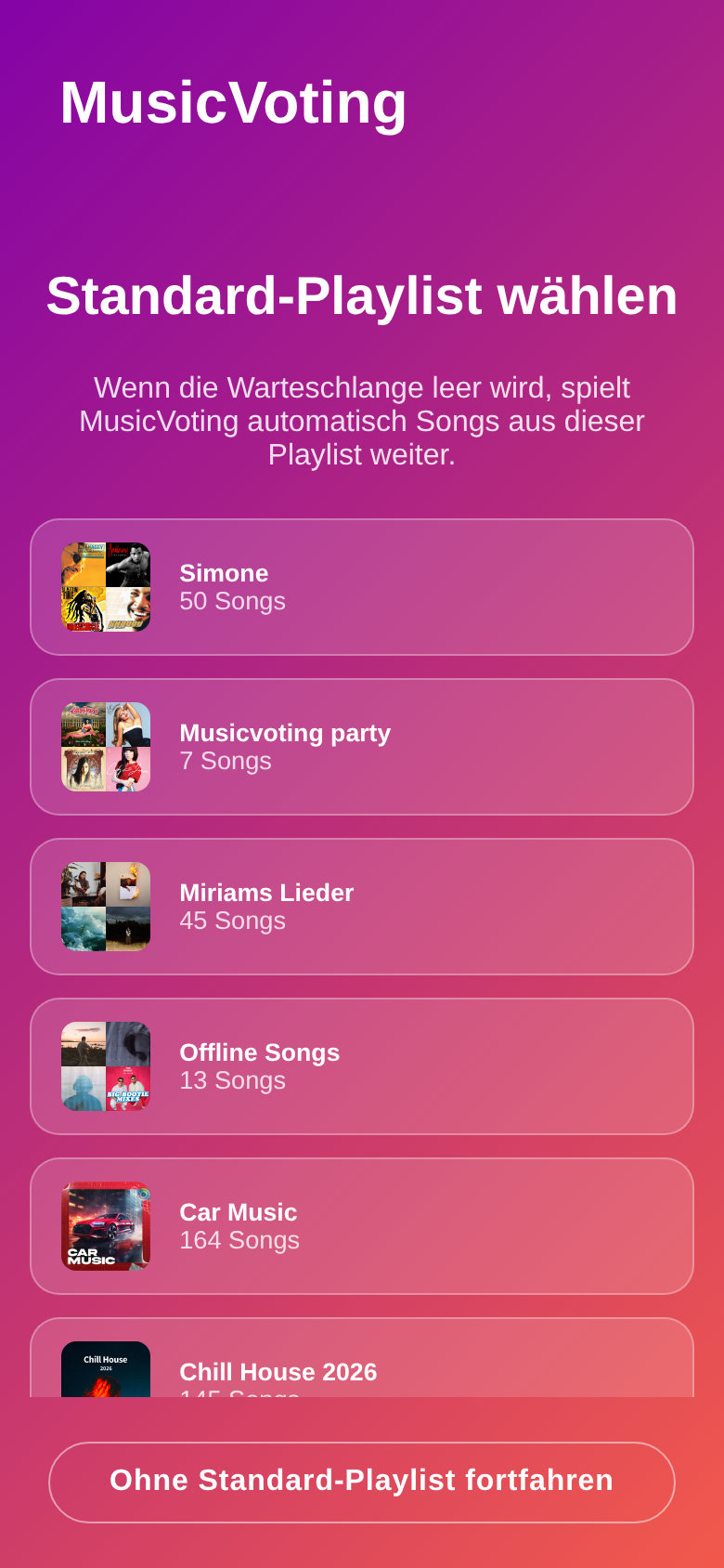 Screenshot Standard-Playlist